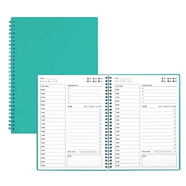 Imagem de Agenda diária não datada, planejador de hora em hora com 150 páginas, caderno de lista de tarefas, manual e planejador de gerenciamento de tempo, 13 x 19 cm, verde