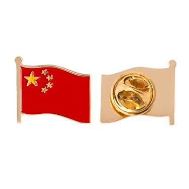 Imagem de Broche de lapela com bandeira do país da China esmaltado feito de metal chapéu de lembrança masculino feminino patriótico chinês (bandeira de onificação broche de lapela)