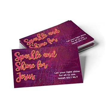 Imagem de Cartões de escritura com bolso cristão para crianças - Brilho e brilho para Jesus | Isaiah 60:1 | Pacote com 25