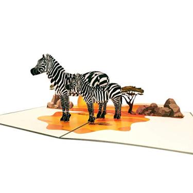 Imagem de Cartão de felicitações 3D iGifts and Cards Awesome Zebras – Feliz aniversário, amizade, obrigada, celebração, parabéns, todas as ocasiões, Miss You
