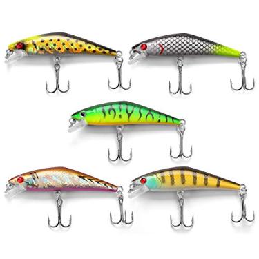 Imagem de Kit de iscas de pesca HISOO Minnow Isca rígida Iscas de piercing ganchos agudos para afundar iscas de pesca 6,8 cm e 5 g