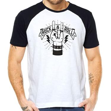 Imagem de Camiseta rock and roll hard rock camisa musica top Cor:Preto com Branco;Tamanho:M