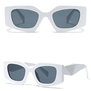 Imagem de Tendências Óculos de Sol Quadrado Azul Mulheres Designer de Luxo Grande Retângulo Óculos de Sol UV400 Armação Geométrica Óculos de Moda, C6 branco preto, tamanho único