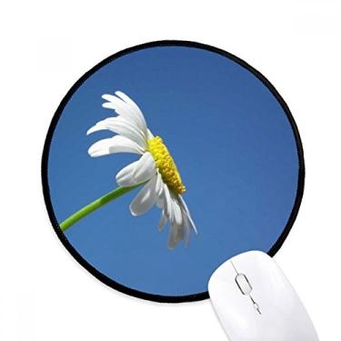 Imagem de Tapete de mouse branco lindo girassol céu azul esteira redonda para computador