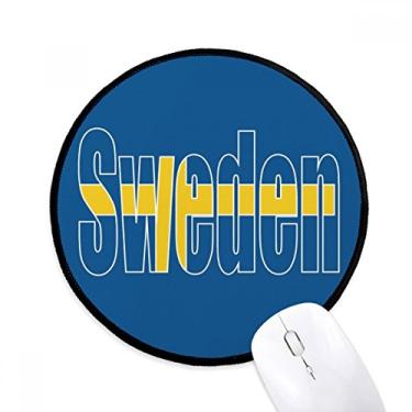Imagem de DIYthinker Mouse pad com nome da bandeira do país da Suécia para mesa de escritório tapete redondo para computador