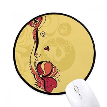 Imagem de DIYthinker Tapete de mouse de grão de arte colorida de plantas de flores para escritório tapete redondo para computador