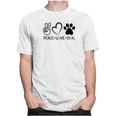 Imagem de Camiseta Camisa Paz Amor Cachorro Blusa Peace Love Dog - Dking Creativ