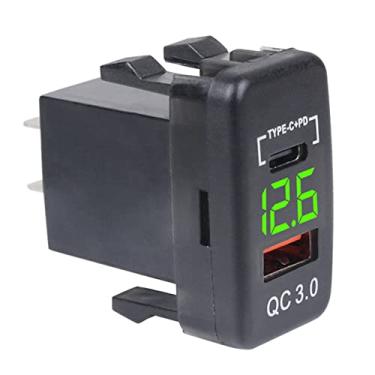 Imagem de TECKEEN Carregador de tomada de carro PD tipo C/QC 3.0 USB duplo 12-24 V voltímetro LED carregador adaptador de energia para carro para acessórios Toyota Carregador de carro