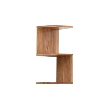 Imagem de KIZQYN Estante de livros europeu simples estante de canto sala de estar quarto rack de armazenamento de parede pode armazenar livros/molduras de fotos/suprimentos decorativos estante (cor: natural, tamanho: pequeno)