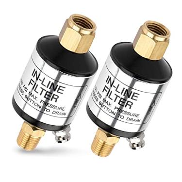 Imagem de NEIKO Separador de água e óleo 30253A para linha de ar, pacote com 2 | Entrada e saída NPT de 6 mm (1/4") | 150 PSI | compressor de ar e acessório de ferramenta de ar | Proteja a vida útil das ferramentas pneumáticas | Otimize o desempenho