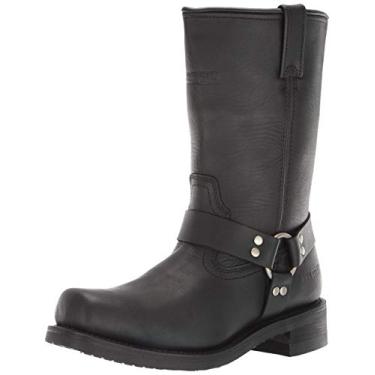 Imagem de Botas de motocicleta masculinas de 33 cm, zíper lateral, couro oleado, construção Goodyear Welt, calçado de motociclista e montaria, durável e resistente ao clima, preto