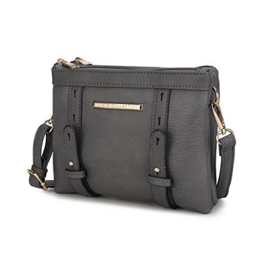 Imagem de MKF Bolsa tiracolo feminina – Bolsa feminina de couro PU – Bolsa carteiro lateral, alça de ombro, Carvão de cristal, Medium
