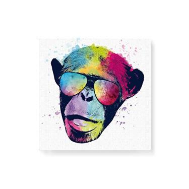 Imagem de Arte Maníacos Quadro Decorativo em Tela Canvas Macaco Color Fundo Branco - 30x30cm