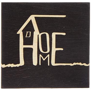 Imagem de Arte Maníacos Bloco em madeira Home Fundo Preto - 15x15cm