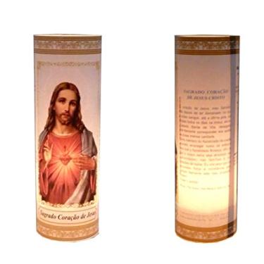 Imagem de 3 Velas Votivas 7 Dias Imagem Sagrado Coração de Jesus Oração