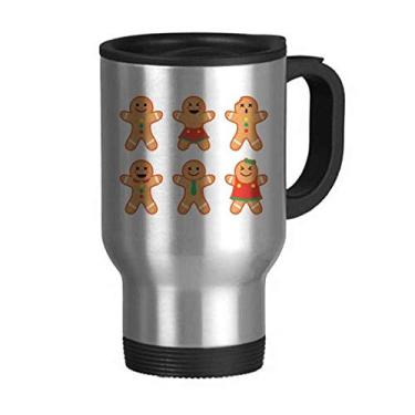 Imagem de Biscoito de gengibre masculino caneca de viagem de Natal tampa flip copo de carro copo térmico
