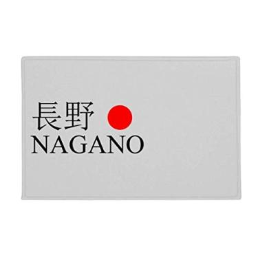 Imagem de DIYthinker Nagano Tapete antiderrapante para porta de banheiro com bandeira de sol vermelha com nome da cidade japonesa