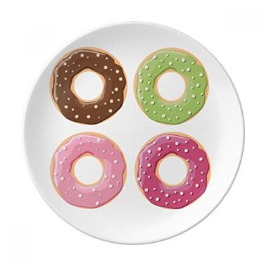 Imagem de Prato decorativo de porcelana com padrão de sobremesa para quatro rosquinhas