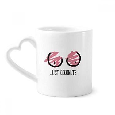 Imagem de Just Coconuts Caneca vermelha rosa desenho divertido Caneca de café cerâmica copo de coração de vidro