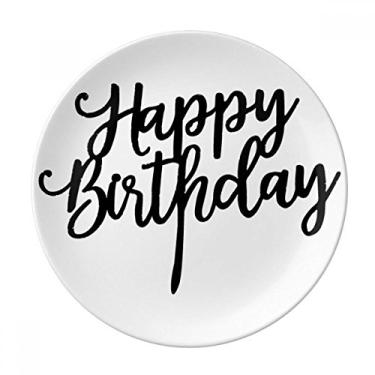 Imagem de Prato de sobremesa de porcelana decorativa Happy Birthday Presents Best Wishes de 20 cm para jantar em casa