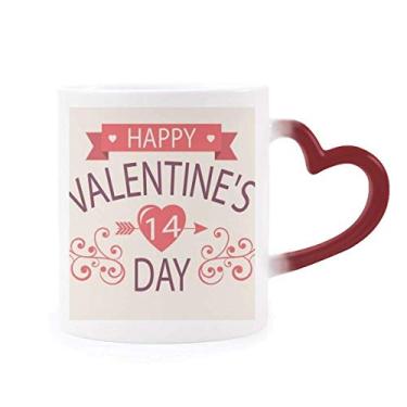 Imagem de Caneca vermelha Happy Valentine's Day 14 coração flecha sensível ao calor caneca vermelha muda de cor grés