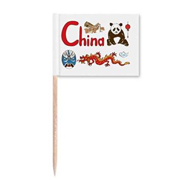 Imagem de Bandeira de palito de dente com símbolo nacional da China para decoração de festa