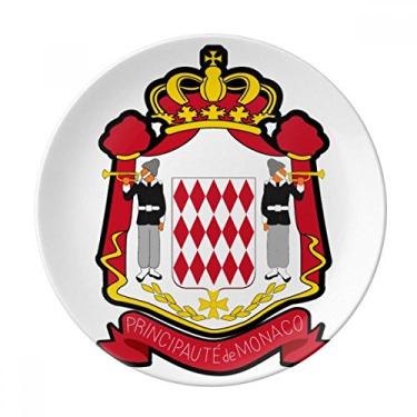 Imagem de Principality of Monaco Placa com emblema nacional de porcelana Salver Prato de jantar