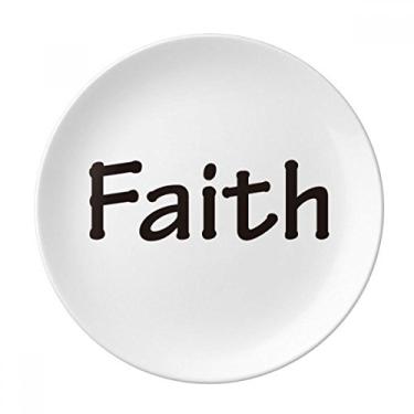 Imagem de Faith Word Citação inspiradora Prato decorativo de porcelana Salver Prato de jantar