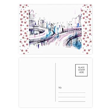 Imagem de Prédio moderno arranha-céus Overpass Natal Natal Flor Celebração Cartão postal Blessing Mailing Card