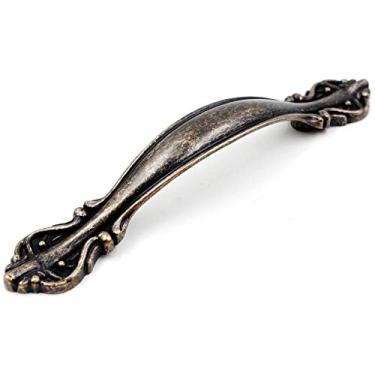 Imagem de Pacote com 10 puxadores de alça para armários – furos de 6 cm, furos de 7 cm, furos centrais, furos de 8 cm, furos de 5 cm – preto, branco marfim, ouro prata, marrom café, vermelho cobre, bronze, 2-1/2" Hole Centers, Antique Bronze