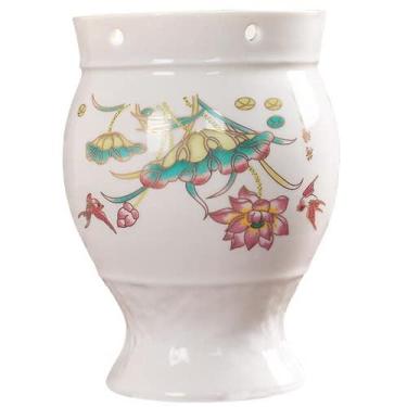 Imagem de Tanque de moxabustão tradicional de cerâmica Gua Sha Lotus Cup Tanque Moxa de camada dupla