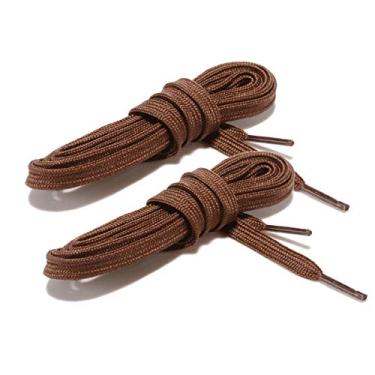 Imagem de Cadarços esportivos planos largos com cadarços largos [2 pares] [8 cores] [8 tamanhos] para tênis e sapatos, Light Brown, 45" inches (114 cm)