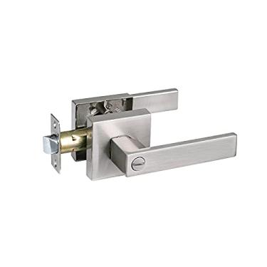 Imagem de Alavanca de entrada com chave para alavanca externa e porta dianteira, alavanca de alavanca resistente, alça de bloqueio de porta, acabamento em níquel acetinado HTL01-SN-CP, Puxador, 1 Pack, BED & BATH
