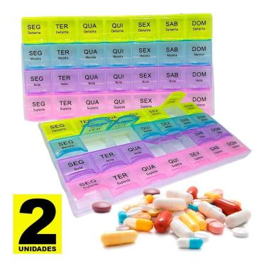 Imagem de Porta Comprimidos Organizador Semana Dia Noite Tarde Suplente 2 Unidades
