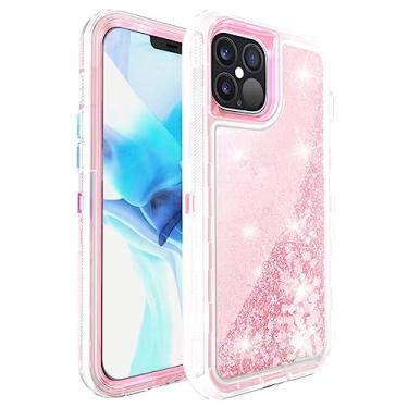 Imagem de Capa Glitter Dynamic Liquid Quicksand para iPhone 12 11 Pro Max X XS XR 8 6 7 Plus Cover 360 Shockproof Armor Phone Cases Film, Pink, 6Plus or 6SPlus