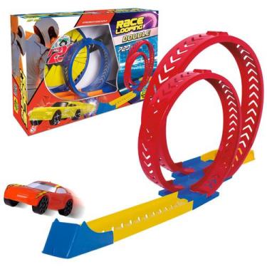 Pista Duplo Looping Brinquedo Tipo Hotwheels Pista Infantil Com Carrinho  Fricção Braskit