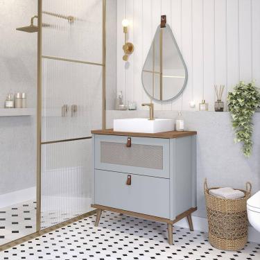 Imagem de Gabinete com Cuba Vêneto 80cm e Espelho Gota Pistache MGM