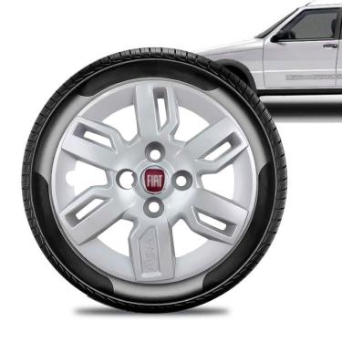 Imagem de Calota Fiat Uno Way aro 13 2013 a 15 prata Emb Vermelho