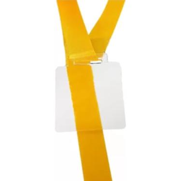 Imagem de Kit 100 Medalhas Quadradas 4cm Acrílico 2mm Fita Amarela