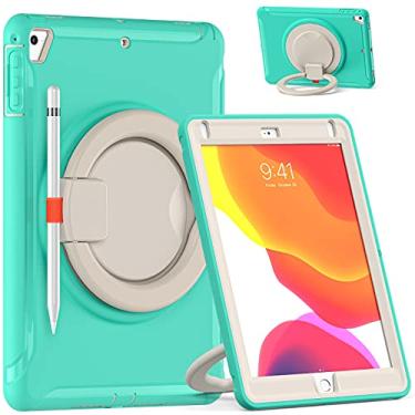 Imagem de Capa para tablet Capa de crianças para ipad 9.7 2017/2018 / Air2 / Pro - girando alça à prova de choque com caixa à prova de garotos, estojo de comprimido de proteção resistente robusto (Color : MINT