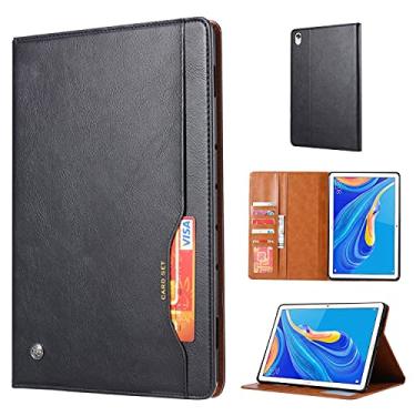 Imagem de Capa para tablet Caixa da tabuleta para Huawei MediaPad M6 8.4 "(2019), com o cartão do slot do cartão Pu Fecho magnético de couro flip suporte de suporte de suporte de suporte (Color : Black)