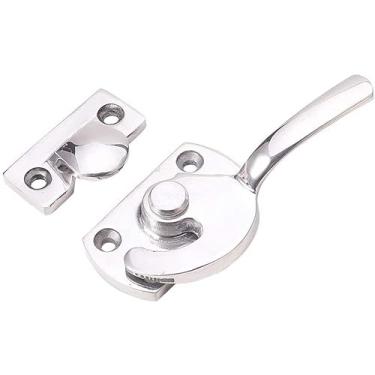 Imagem de Bettomshin Trava deslizante de metal 304 aço inoxidável trava fecho direito para janelas caixa de presente loja escritório armário de vidro tom prata 1 peça