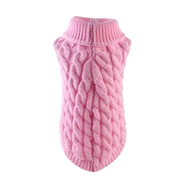 Imagem de Angoily roupas para animais de estimação jaqueta rosa casaco de lã roupas de malha traje rosa vestidos pano de cachorro de festa suéter de cachorro mantenha morno chapéu de malha vestuário