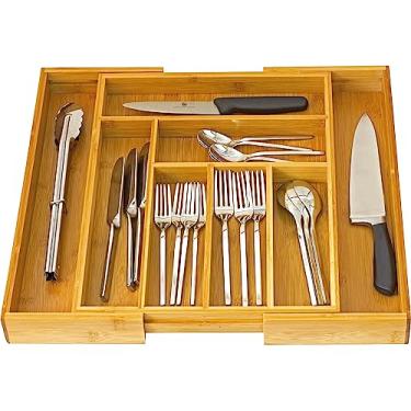 Imagem de Gaveta expansível de talheres Home-it – feita para organizador de utensílios – Divisores de talheres para cozinha