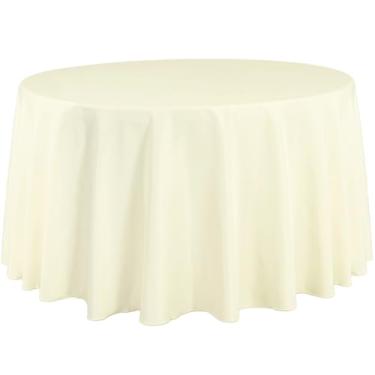 Imagem de Toalha de mesa de poliéster redonda de 272 cm da LinenTablecloth marfim