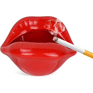 Imagem de Cinzeiros criativos de cerâmica para cigarros com estilo de lábios, cinzeiros modernos portáteis de mesa para uso externo, interior, escritório, bar, pátio,fumar,artesanal para homens