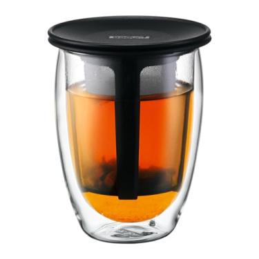 Imagem de Bodum Conjunto Tea For One, coador de chá com vidro borossilicato de parede dupla de 340 g, preto