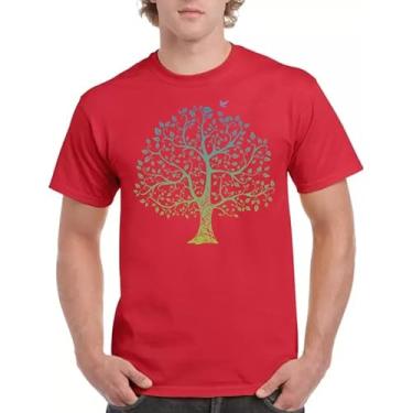 Imagem de BAFlo Camisetas masculinas e femininas com estampa de árvore da vida, Vermelho, PP