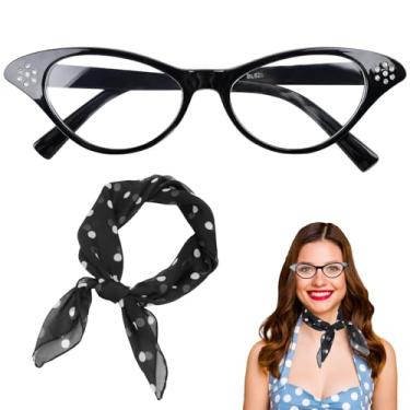 Imagem de HIYMDOIT Acessórios de fantasia feminina dos anos 50, Preto, Retrô