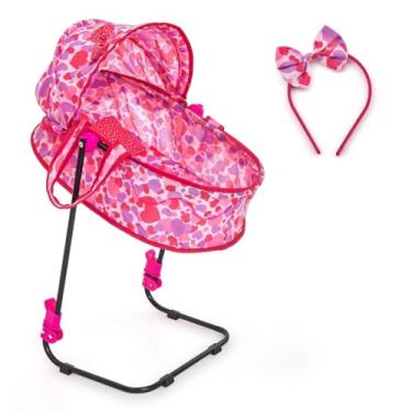 Imagem de Berço de Boneca Veneza 2 em 1 Bebê Conforto Coração Pink com Tiara